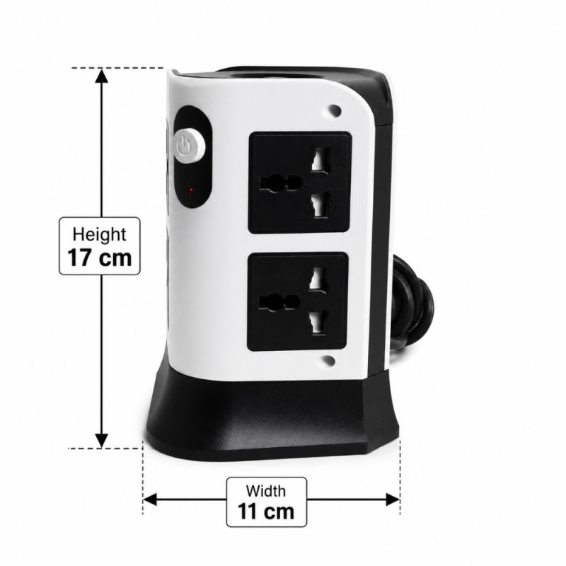 Multi-Outlet Power Strip – White (H-17cm X W-11cm)