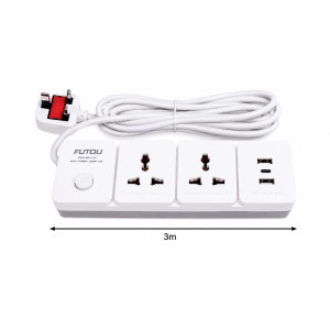 Deep Series Power Strip Extension Socket Designed for Convenient Power & Connectivity – White (L-3 M)