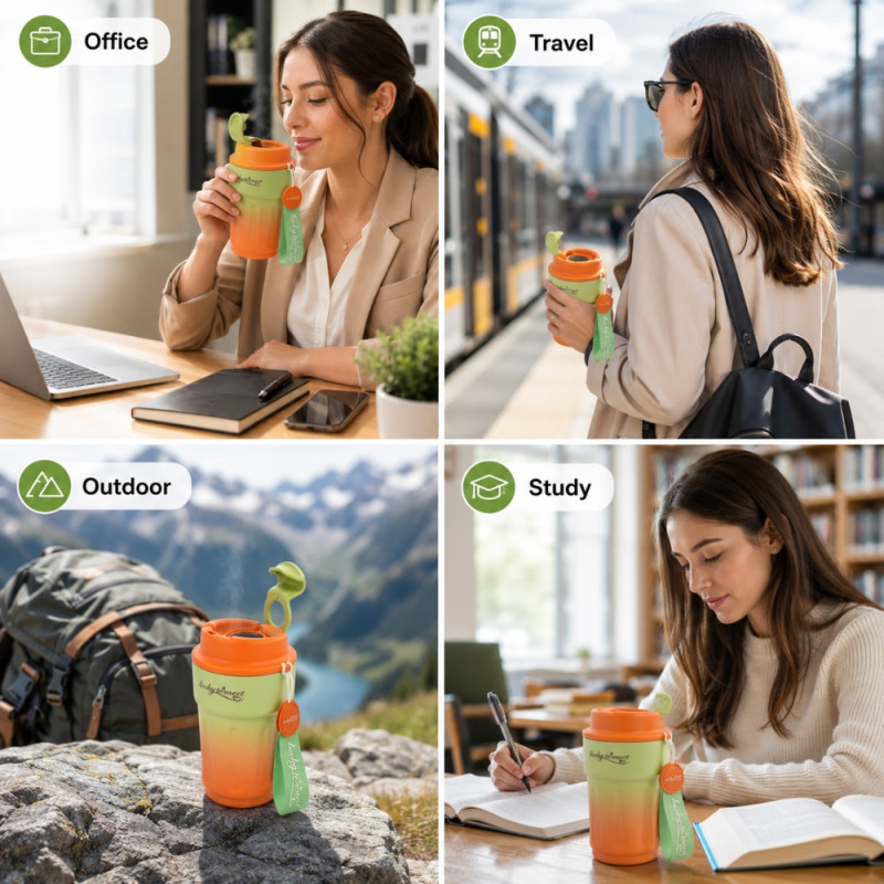 Quality travel mug – Orange Premium Quality (15.5x6.5cm)