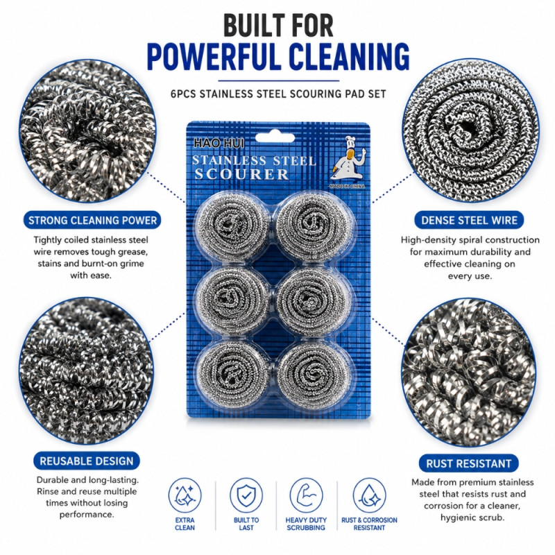 Modern STEEL WOOL 6 PCS – Silver Premium Quality (H-25 x W-16cm)