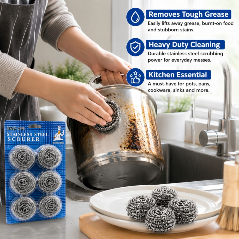 Modern STEEL WOOL 6 PCS – Silver Premium Quality (H-25 x W-16cm)