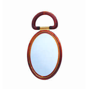 Professional Series Oval Double-Sided Magnifying Hand Mirror – Brown (17cm)