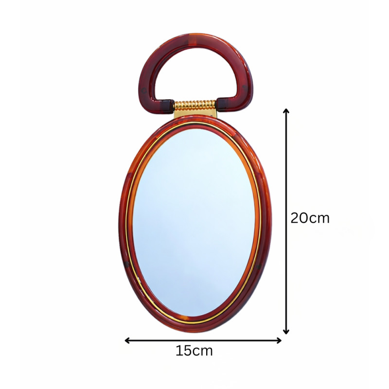 Professional Series Oval Double-Sided Magnifying Hand Mirror – Brown (17cm)