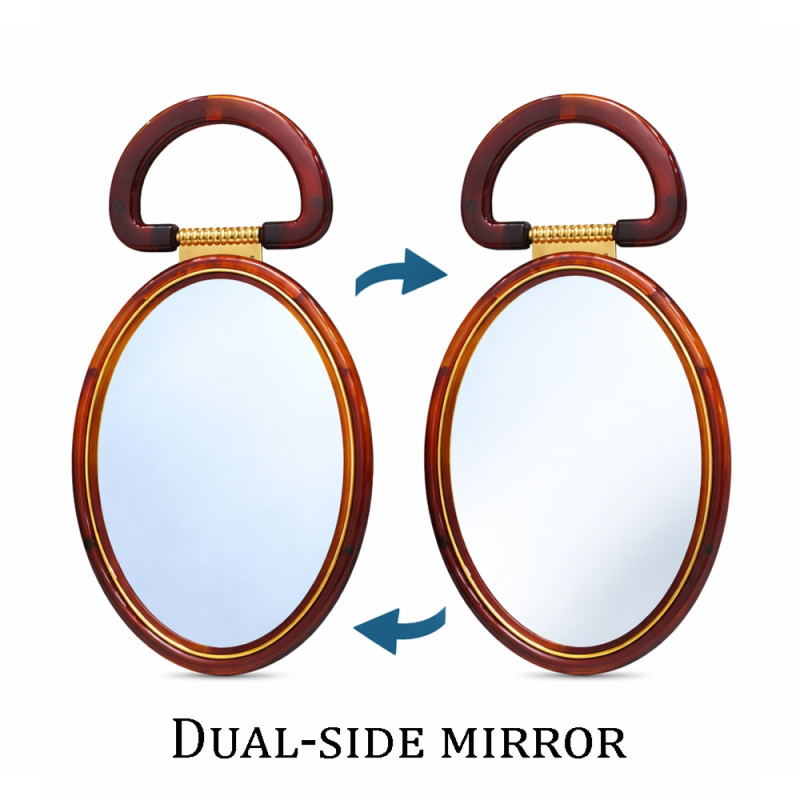 Scarlet Line 20cm Oval Makeup Mirror – Double-Sided Magnifying Hand Mirror