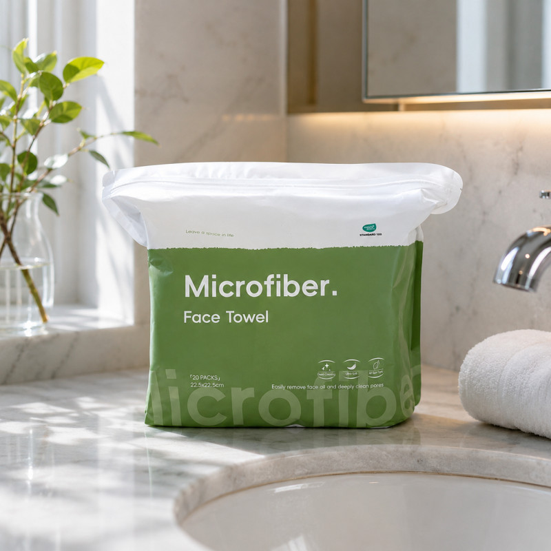 Emerald Touch Microfiber Face Towel Designed for Daily Self-Care &amp; Relaxation – Green (H-22.5, W-22.5 CM)