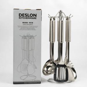 Professional Stainless Steel Kitchen Utensil Set – Multi-Piece with Rotating Stand (41cm)