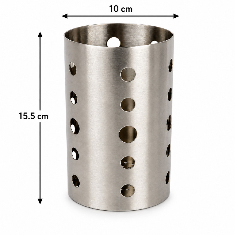 Stainless Steel Cutlery Holder and Draining Rack for Kitchen Organization – 15.5 x 10 cm – Silver