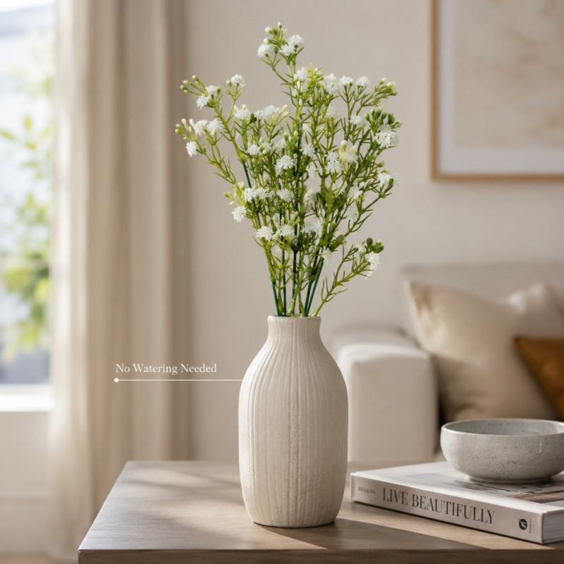 Artificial Baby's Breath Wedding Bouquet – Green Centerpiece (33cm)
