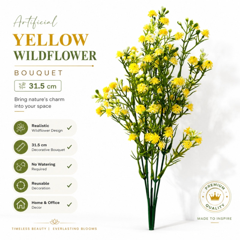 Essential Artificial Flower – Green Yellow Premium Quality (31.5cm)