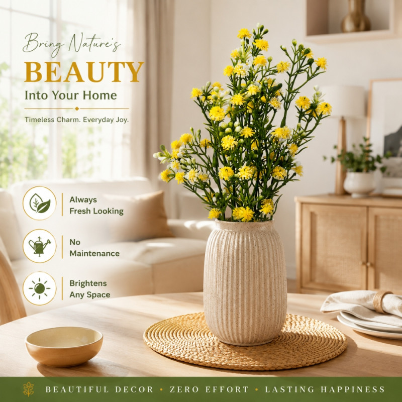 Essential Artificial Flower – Green Yellow Premium Quality (31.5cm)
