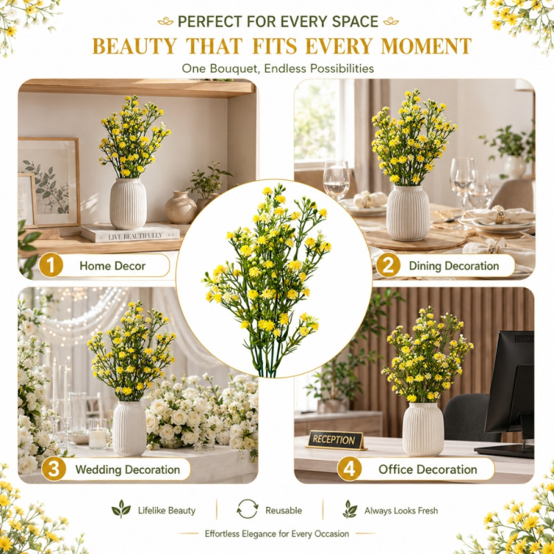 Essential Artificial Flower – Green Yellow Premium Quality (31.5cm)