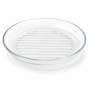 Pasabahce Borcam Grill Round Glass Tray – 25cm – Transparent
