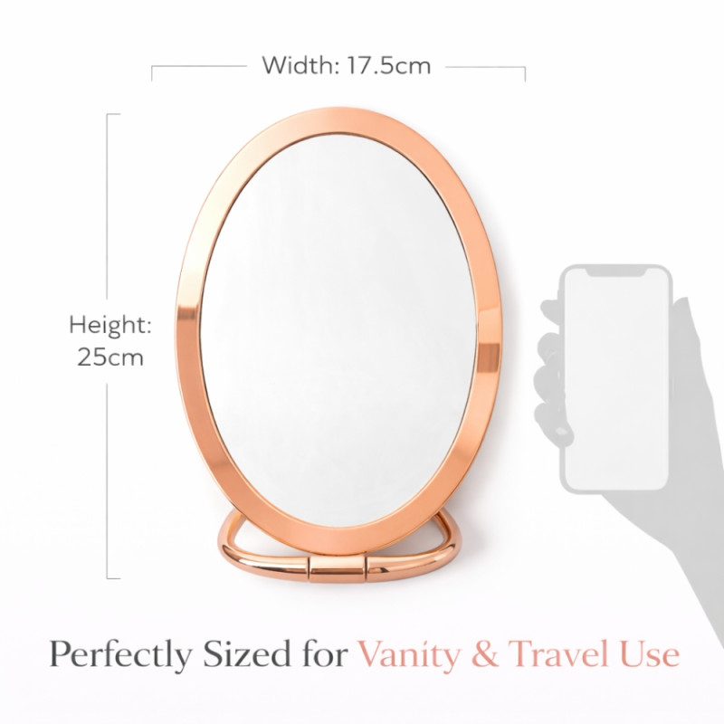 Rose Gold Desk Mirror – Elegant Rotating Vanity Mirror (25cm)