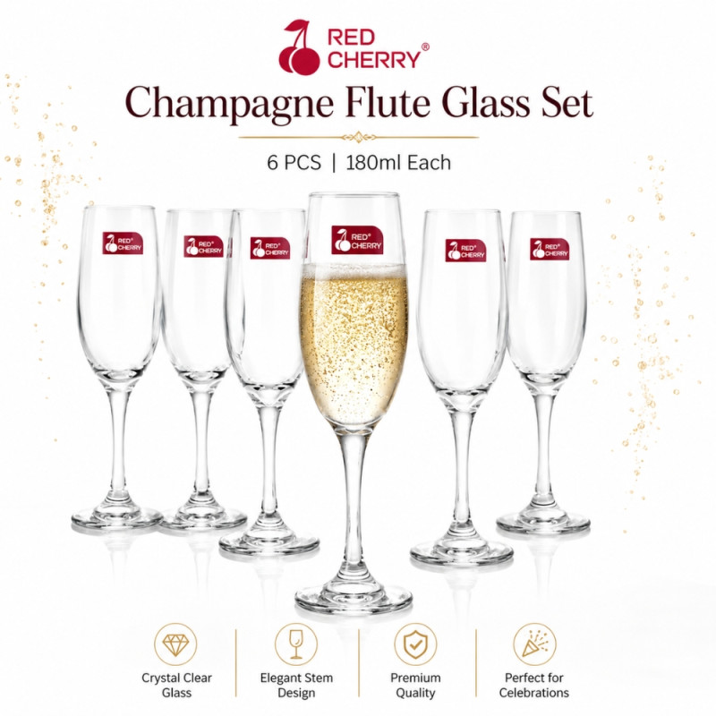 Elegant 44 GOBLET WINE GLASS 6 PCS – Trsnsparent Premium Quality (20 x 5cm)
