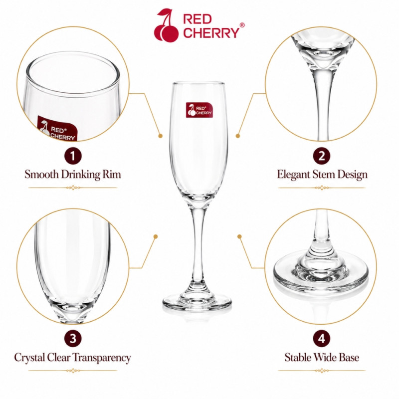 Elegant 44 GOBLET WINE GLASS 6 PCS – Trsnsparent Premium Quality (20 x 5cm)