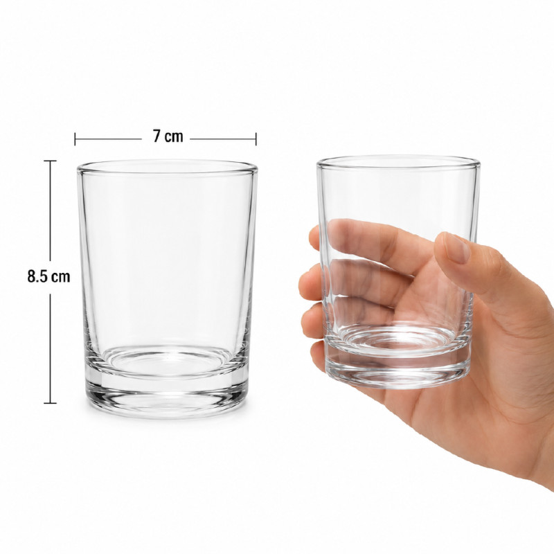 Premium Everyday Tumbler Glass - Short Drink, Crystal Clear, 8.5 x 7 cm