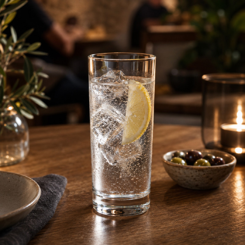 Classic Clear Glass Highball Tumbler with Straight-Walled Design & Thick Base, 15x6cm