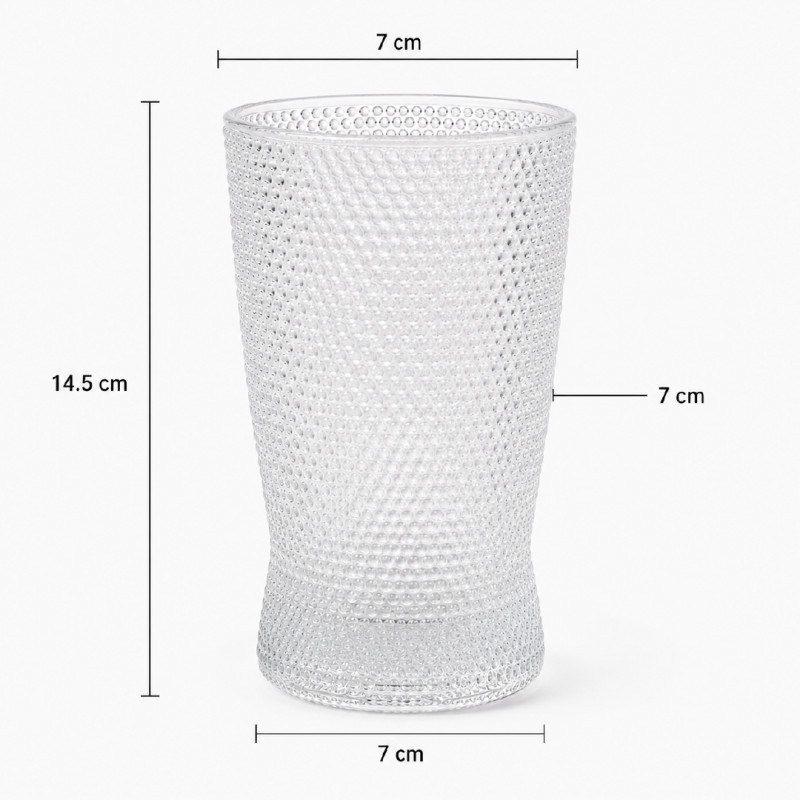 Clear Textured Glass Tumbler Designed for Hot and Cold Beverages – 14.5 x 7 cm – Transparent