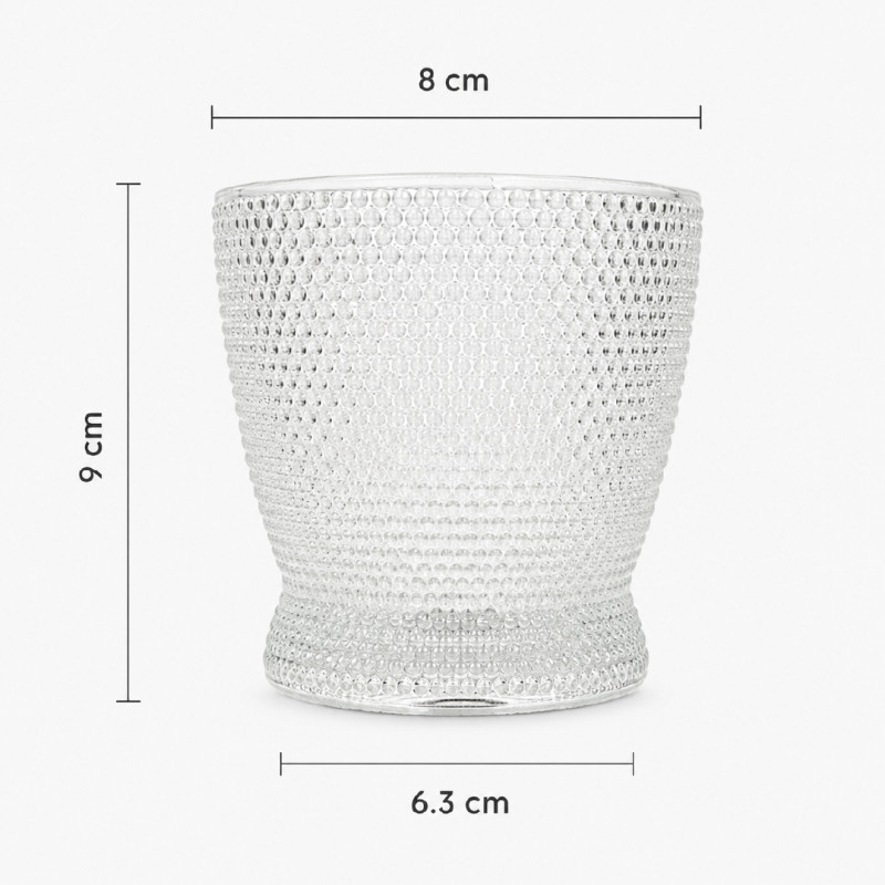 Elegant Textured Glass Tumbler - Tapered Dotted Design, Clear (9x8cm)