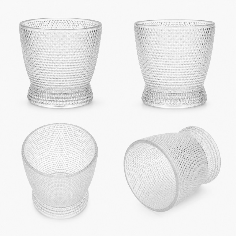 Elegant Textured Glass Tumbler - Tapered Dotted Design, Clear (9x8cm)