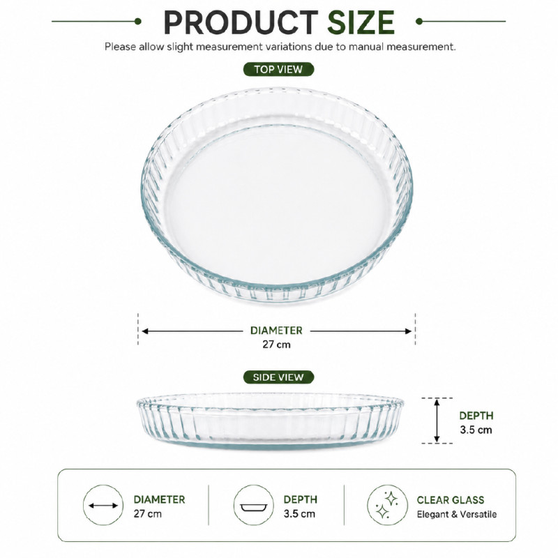 27 cm Glass Flan or Quiche Dishes – Transparent