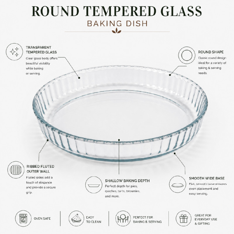 27 cm Glass Flan or Quiche Dishes – Transparent