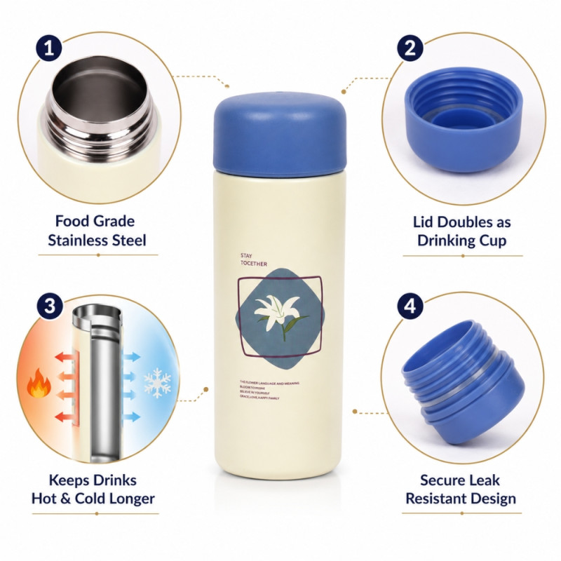 Deluxe thermos bottle – Ivory Premium Quality (H-15 x W-5cm)