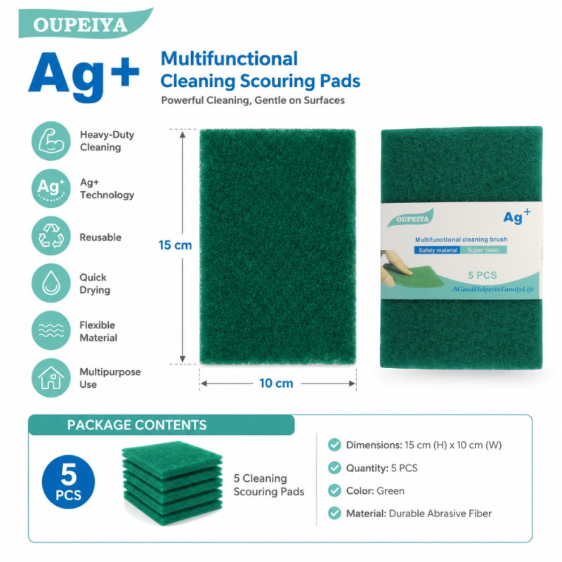 Trendy Care Cleaning Sponge Designed for Home &amp; Professional Cleaning – Forest Green (H-10, W-15 CM)