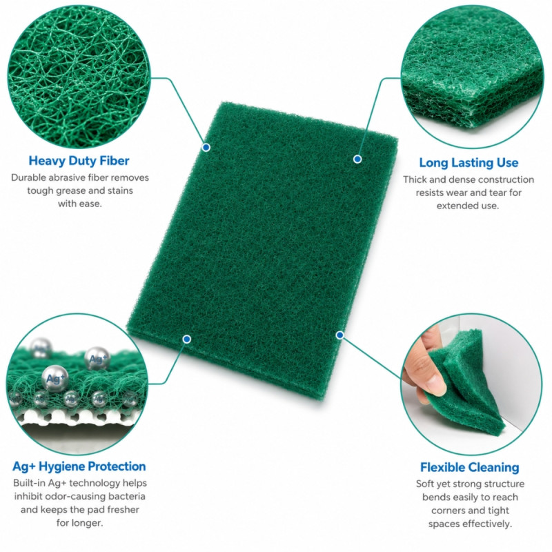 Trendy Care Cleaning Sponge Designed for Home &amp; Professional Cleaning – Forest Green (H-10, W-15 CM)