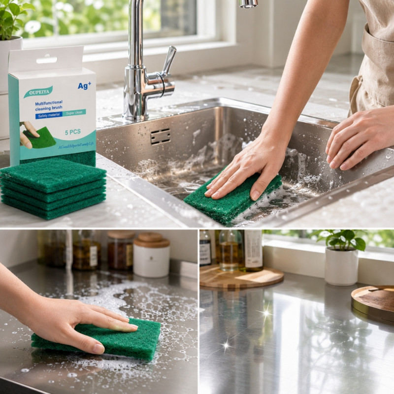 Trendy Care Cleaning Sponge Designed for Home &amp; Professional Cleaning – Forest Green (H-10, W-15 CM)