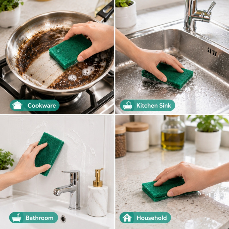 Trendy Care Cleaning Sponge Designed for Home &amp; Professional Cleaning – Forest Green (H-10, W-15 CM)