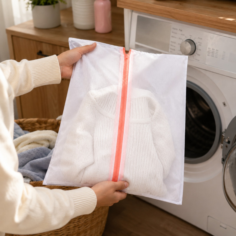 Master Grade Laundry Bag Designed for Effortless Laundry &amp; Garment Care – White (H-50, W-40 CM)