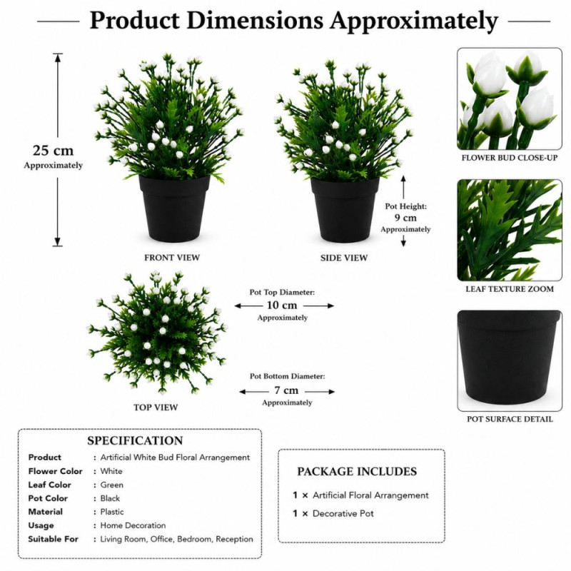 Artificial White Bud Floral Arrangement