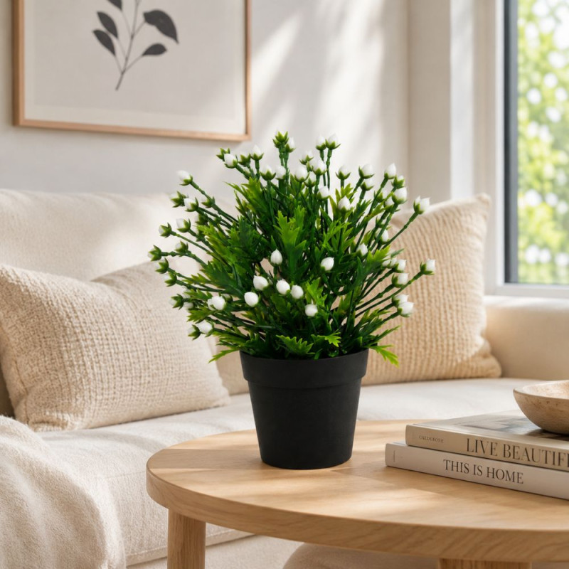 Artificial White Bud Floral Arrangement