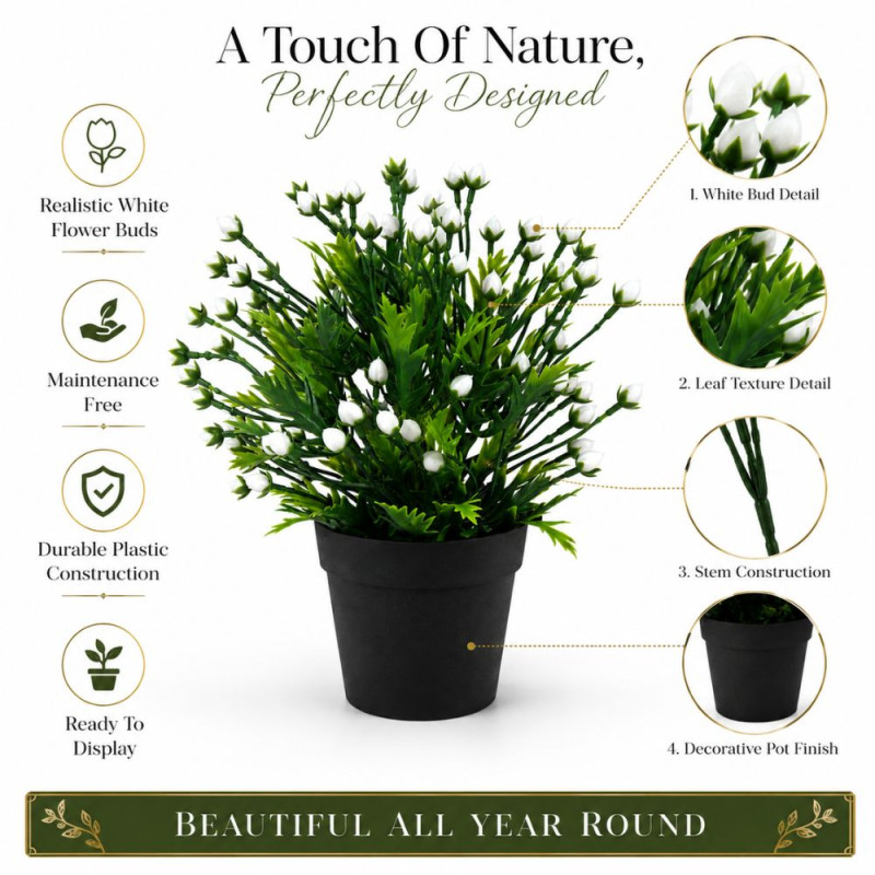 Artificial White Bud Floral Arrangement