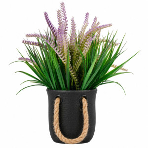 Professional Decorative Artificial Lavender Plant – Purple & Green Foliage in Black Rope-Handle Pot (21cm) Professional Decorative Artificial Lavender Plant – Purple & Green Foliage in Black Rope-Handle Pot (21cm)