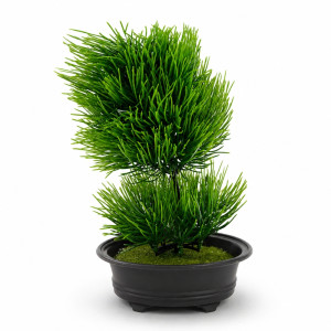 Professional Artificial Pine Bonsai Tree – Zen Green & Black (27cm)