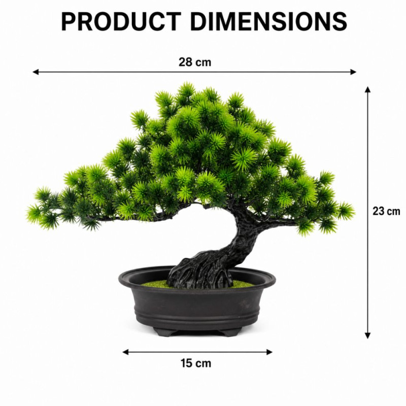 Flex Strong Artificial Bonsai Tree Designed for Home Décor &amp; Event Styling – Green (H-23, W-28 CM)