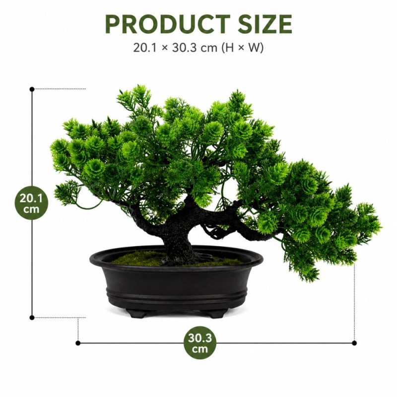 Professional Small Artificial Bonsai Tree – Zen Decor in Black Pot (20cm)