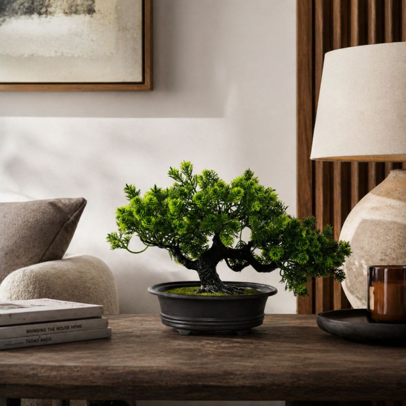 Professional Small Artificial Bonsai Tree – Zen Decor in Black Pot (20cm)