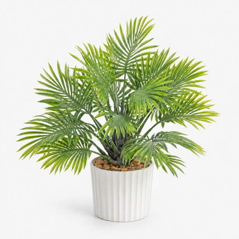 Holistic small, artificial Areca palm plant – White & Green (27cm)