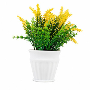 Professional Artificial Yellow Lavender Plant – Vibrant Floral Decor in White Fluted Pot (20cm) Professional Artificial Yellow Lavender Plant – Vibrant Floral Decor in White Fluted Pot (20cm)