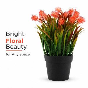 Professional Artificial Potted Pompon Plant – Red & Green (23cm) Professional Artificial Potted Pompon Plant – Red & Green (23cm)