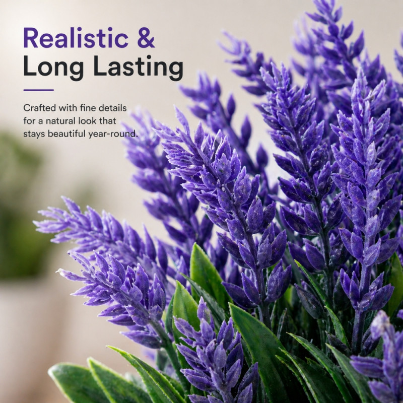 Professional Artificial Lavender Plant – Compact Purple & Black Decor (22cm)