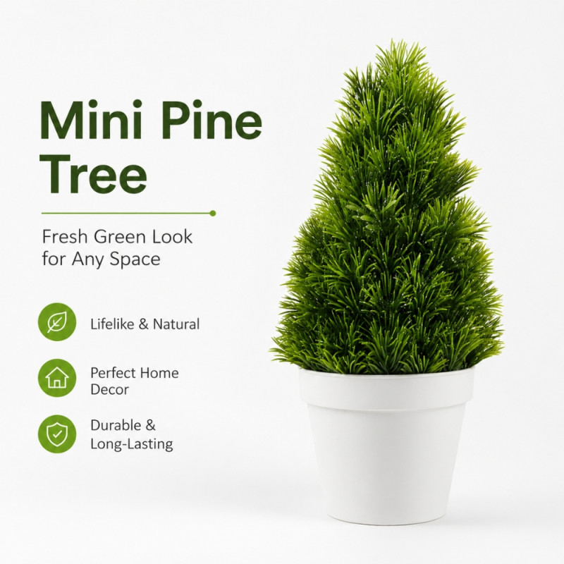 Professional Artificial Cedar Topiary Tree – Compact Green Cone (32cm)