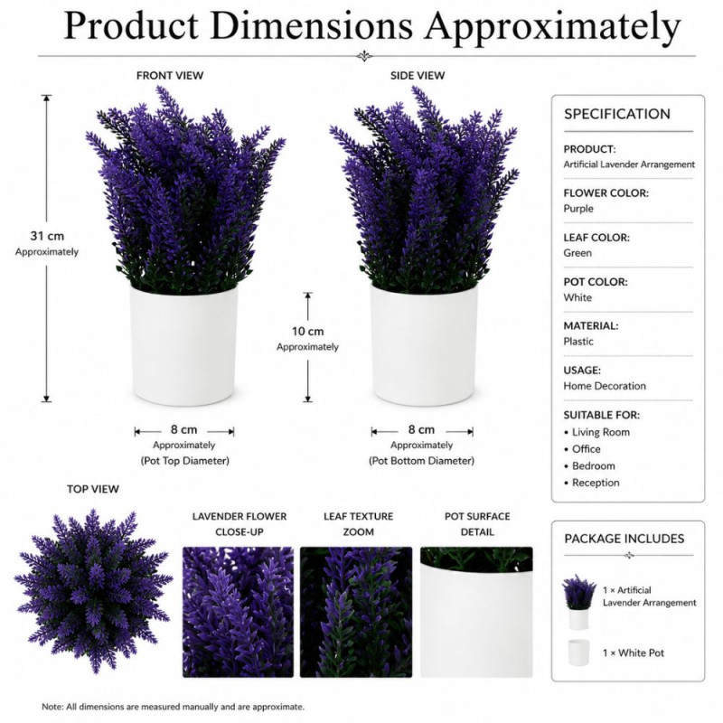Stylish Artificial Flower – Dark Purple Premium Quality (31 x 8 x 10 cm)
