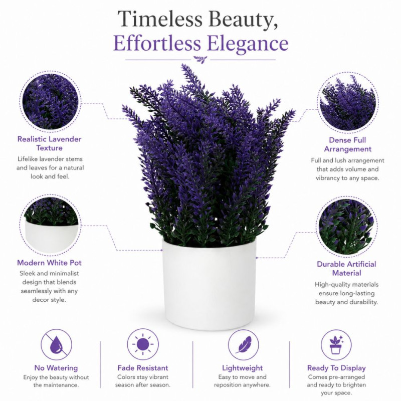 Stylish Artificial Flower – Dark Purple Premium Quality (31 x 8 x 10 cm)