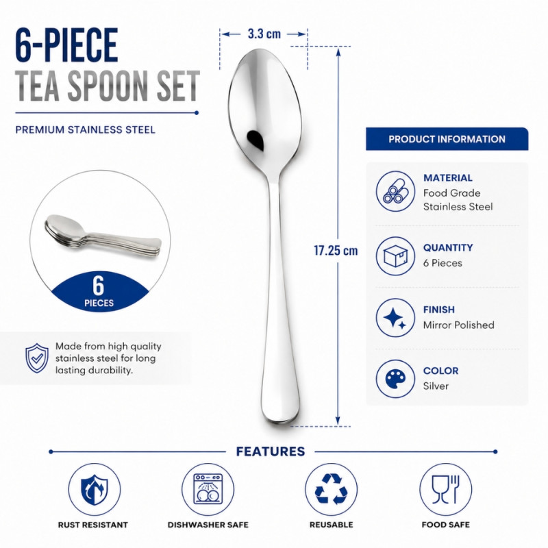 Premium Spoon – Stainless Steel Premium Quality (17.25x3.3cm)