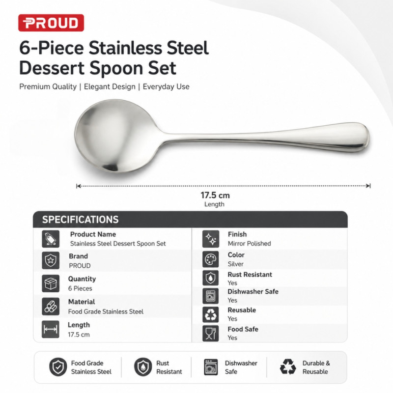 Elegant Spoon – Stainless Steel Premium Quality (17.5cm)