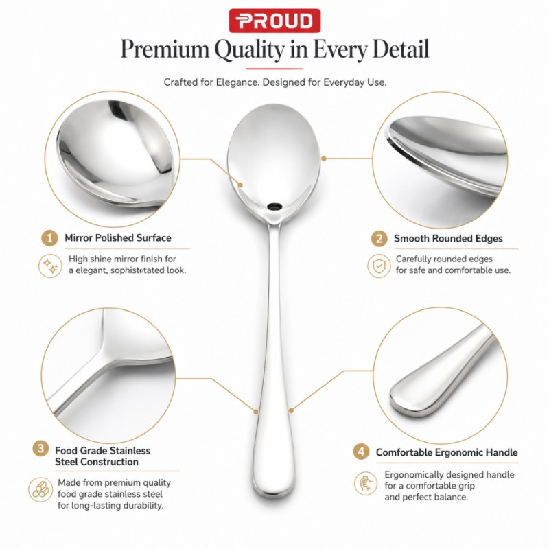 Elegant Spoon – Stainless Steel Premium Quality (17.5cm)